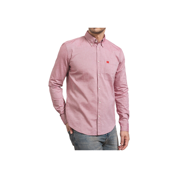 HUGO- Long Sleeved Evito Shirt Dark Red - Image 3