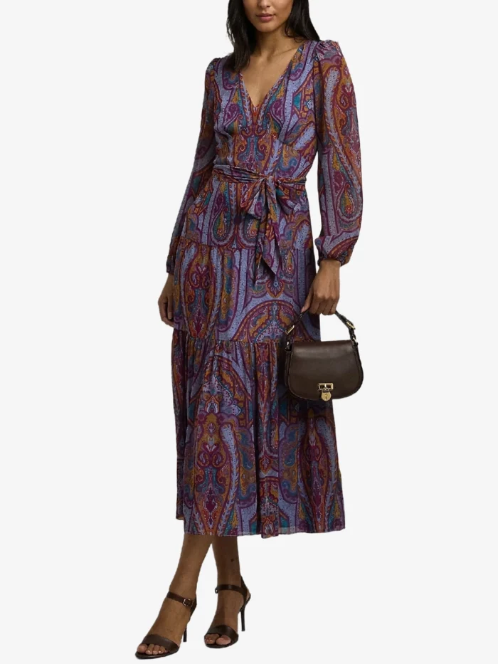 Lauren Ralph Lauren Midi Evening Dress Lilac 250940218001 - Image 3