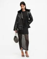 All Saints - Nora Ruched Sparkle Midi Dress - Image 3