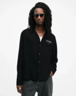 ALLSAINTS- Underground Logo Print Long Sleeve Shirt