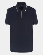 Armani Exchange Mens Contrast Tipped Zip Placket Polo Shirt - Image 3