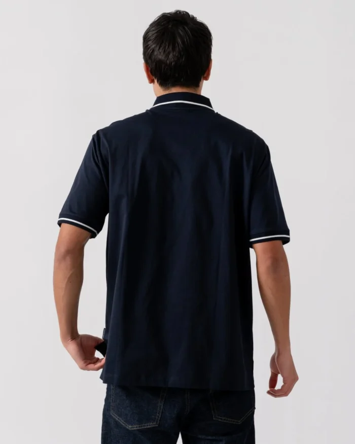 Armani Exchange Mens Contrast Tipped Zip Placket Polo Shirt - Image 4