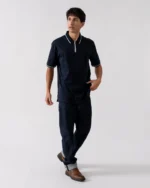 Armani Exchange Mens Contrast Tipped Zip Placket Polo Shirt - Image 5