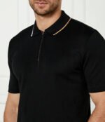 BOSS half-zip interlock-weave Polo Shirt | Black - Image 3