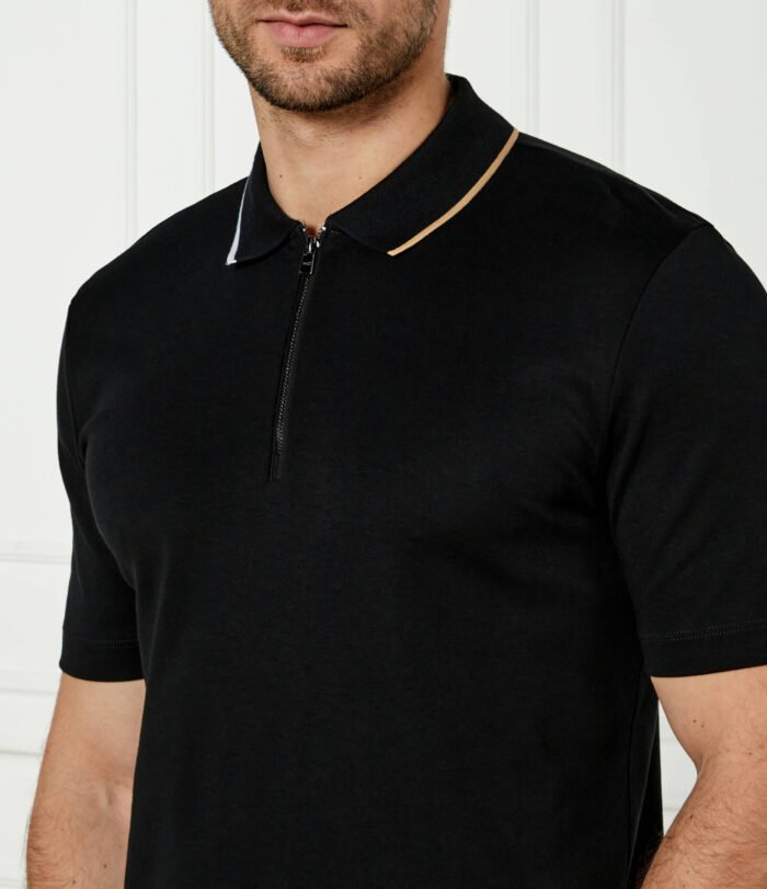 BOSS half-zip interlock-weave Polo Shirt | Black - Image 3