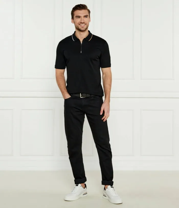 BOSS half-zip interlock-weave Polo Shirt | Black - Image 5