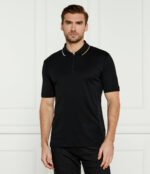 BOSS half-zip interlock-weave Polo Shirt | Black