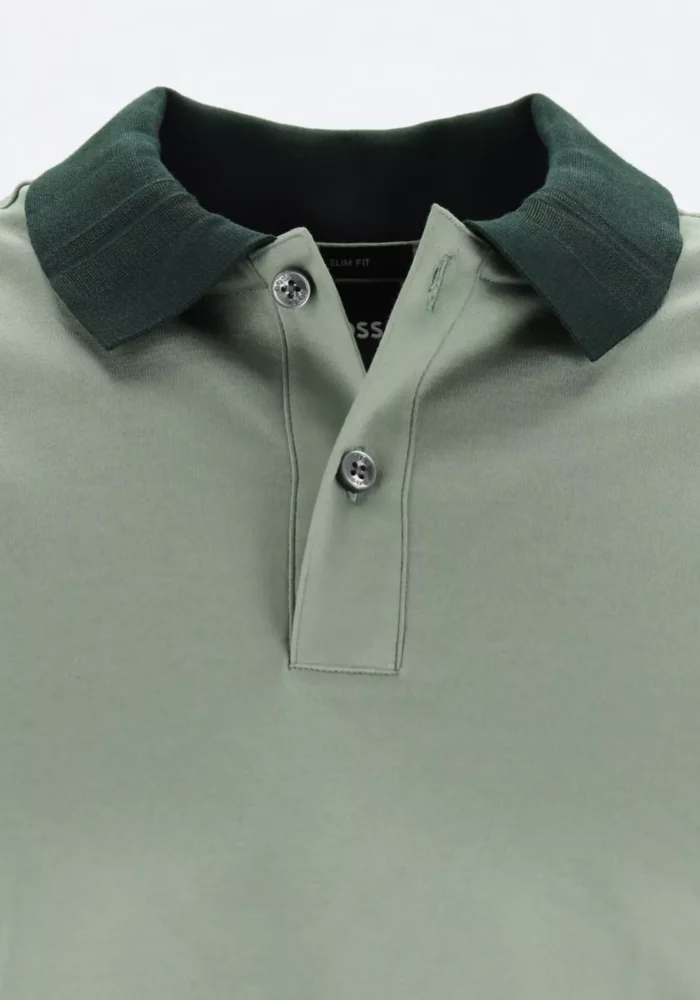BOSS Phillipson slim fit men's polo, pique, light green - Image 2