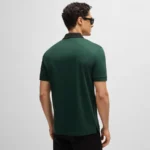 Hugo Boss Men's Polo Shirt Mercerized-cotton Slim-fit Polo Shirt With Collar Stripes 50521127 385 Blue Green - Image 6