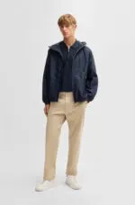 Boss Structured-cotton polo shirt with zip placket - Image 3