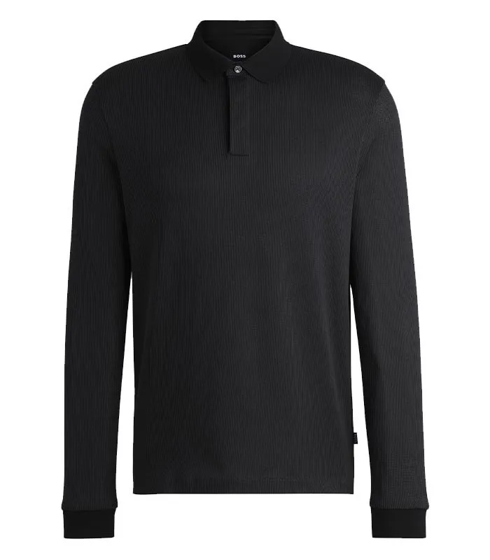 Boss Black 'H-Pado 431' L/S Polo 01b-2 Black - Image 3