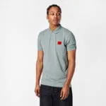 Mens HUGO Deruso Short Sleeve Polo Shirt with Logo Detail and Ribbed Collar - Premium Cotton