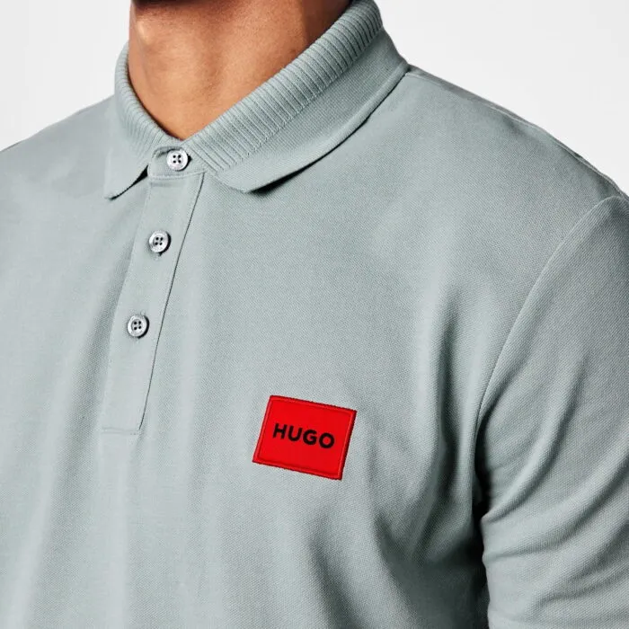 Mens HUGO Deruso Short Sleeve Polo Shirt with Logo Detail and Ribbed Collar - Premium Cotton - Image 2