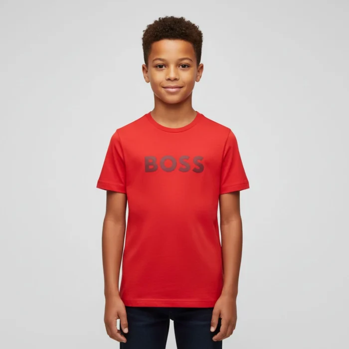 BOSS Boys Red Logo T-Shirt - Junior Couture - Image 4