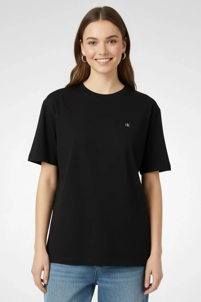 Calvin Klein - Jeans Women Crew Neck Short Sleeve Brand Logo T-Shirt, Black - Image 2