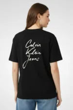 Calvin Klein - Jeans Women Crew Neck Short Sleeve Brand Logo T-Shirt, Black - Image 5