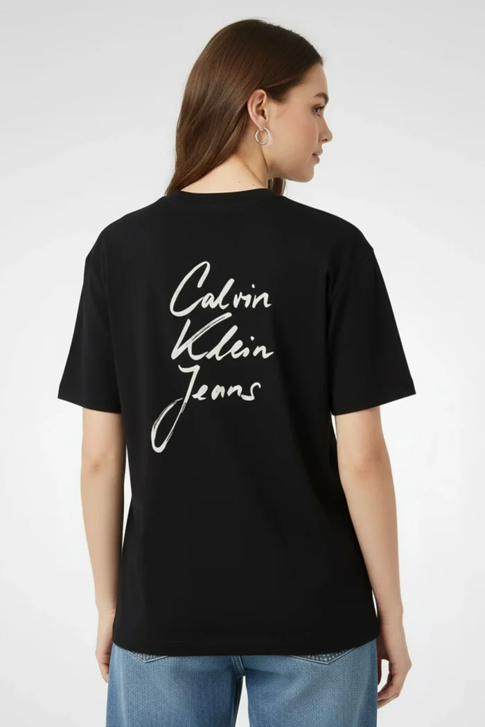 Calvin Klein - Jeans Women Crew Neck Short Sleeve Brand Logo T-Shirt, Black - Image 5