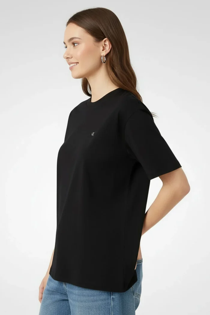 Calvin Klein - Jeans Women Crew Neck Short Sleeve Brand Logo T-Shirt, Black - Image 4