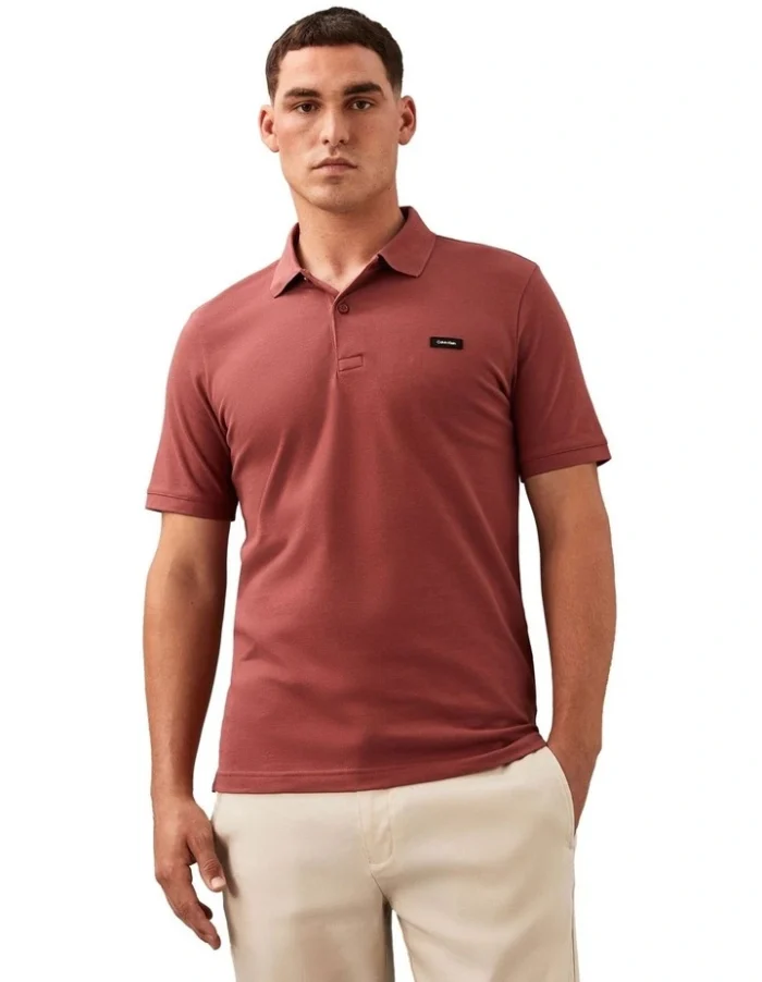 Calvin Klein Stretch Pique Slim Polo in Apple Butter - Image 3