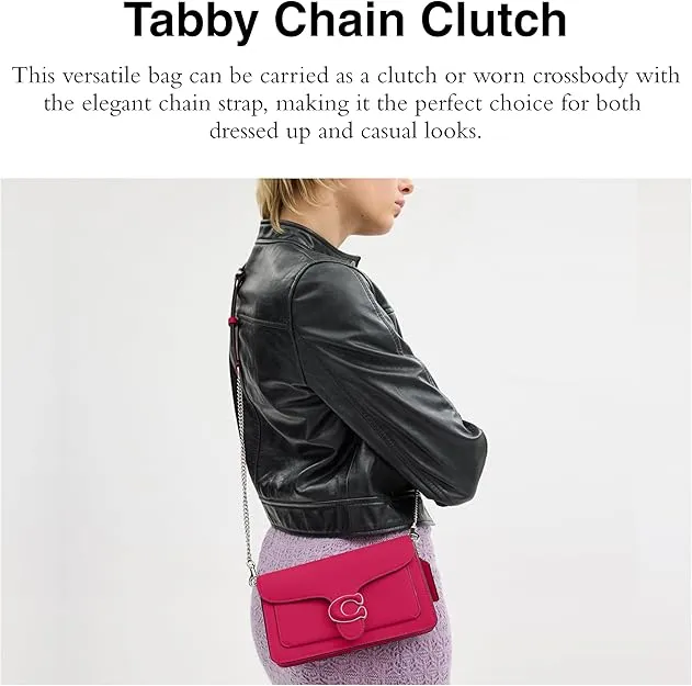 Coach Tabby Chain Clutch, Dragonfruit, Dragonfruit, One Size - Image 4