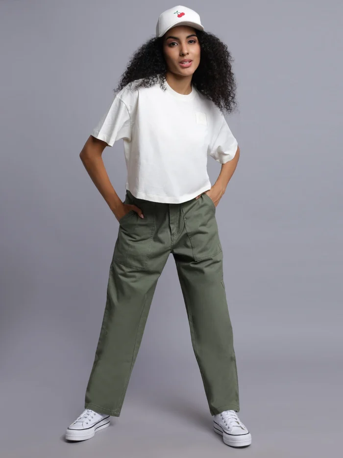 Converse Women Solid Round Neck Cotton Blend Beige T-Shirt - Image 2