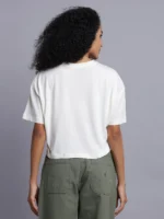 Converse Women Solid Round Neck Cotton Blend Beige T-Shirt - Image 6