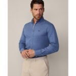 Hackett London-FLANNEL TRIM SHIRT BLUE