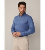 Hackett London-FLANNEL TRIM SHIRT BLUE