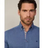 Hackett London-FLANNEL TRIM SHIRT BLUE - Image 2