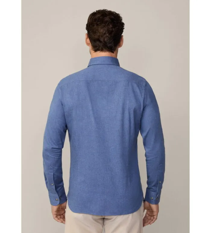 Hackett London-FLANNEL TRIM SHIRT BLUE - Image 3