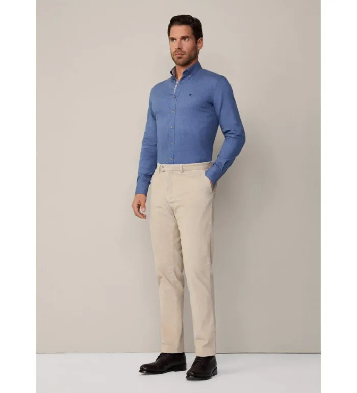 Hackett London-FLANNEL TRIM SHIRT BLUE - Image 4