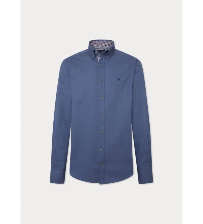 Hackett London-FLANNEL TRIM SHIRT BLUE - Image 6