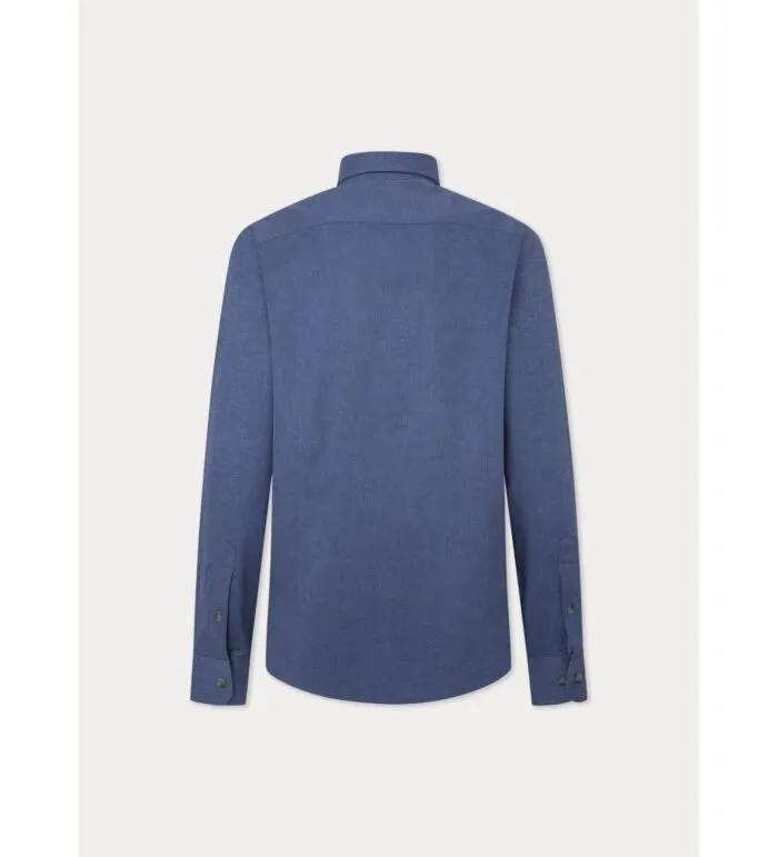 Hackett London-FLANNEL TRIM SHIRT BLUE - Image 7