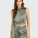 HUGO CANILE short top with high collar