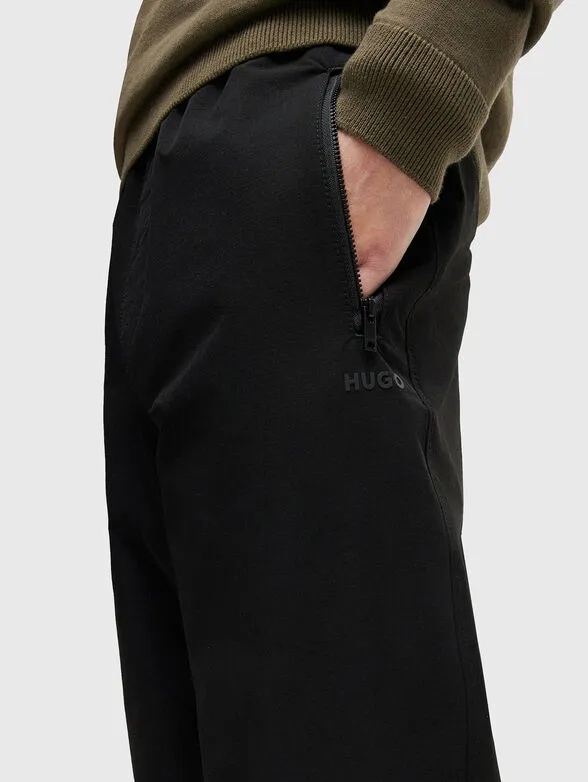 HUGO- GENDO black trousers with elastic waist - Image 4