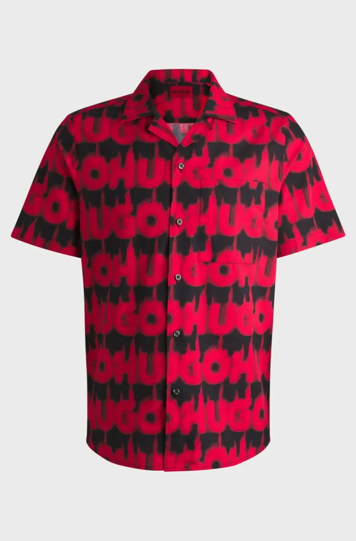 HUGO-Relaxed-fit shirt in cotton with smoke-logo print - Image 2
