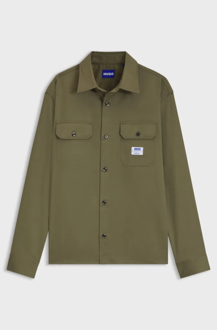 HUGO- Oversized-fit workwear shirt in cotton twill - Image 6