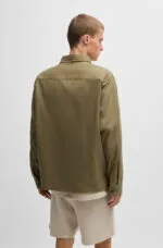 HUGO- Oversized-fit workwear shirt in cotton twill - Image 7