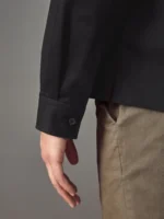 HUGO- Black Hugo Logo Label Cotton Twill Shirt - Image 3
