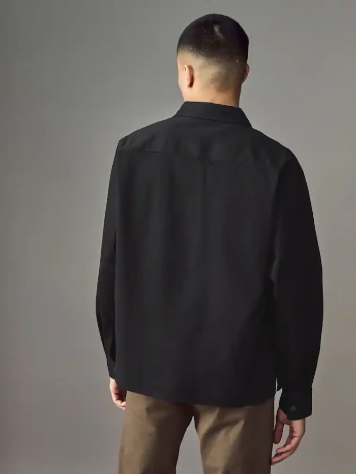 HUGO- Black Hugo Logo Label Cotton Twill Shirt - Image 5