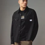 HUGO- Black Hugo Logo Label Cotton Twill Shirt