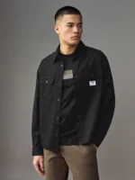 HUGO- Black Hugo Logo Label Cotton Twill Shirt