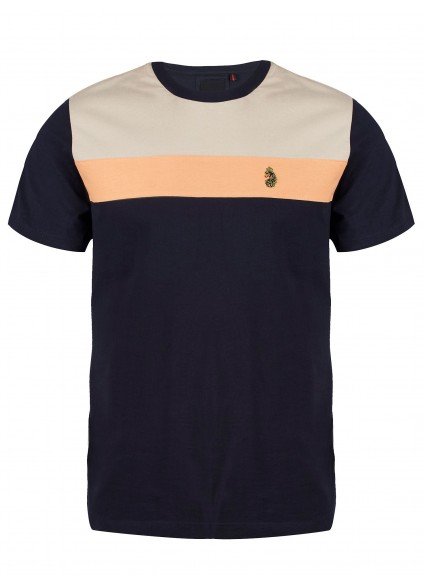 LU-T--0421 (4) Luke 1977 Millko Pecker Tape Panelled T-Shirt - Dark Navy - Image 1