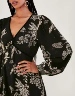 Annette Floral Midi Dress Black - Image 2
