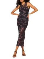 Moschino Floral Mesh Midi Dress