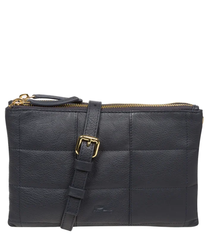 'Carmen' Navy Nappa Leather Cross Body Bag - Image 3