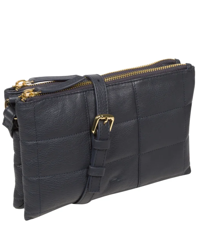 'Carmen' Navy Nappa Leather Cross Body Bag - Image 4