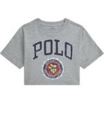 Polo Ralph Lauren -  T-shirt - Cropped - Grey Melange w. Print