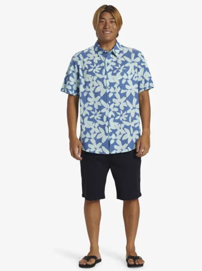 QUIKSILVER-ClassicMen Blue Short Sleeve Pocket Shirt - Image 4