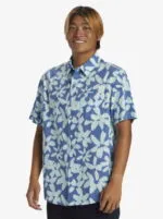 QUIKSILVER-ClassicMen Blue Short Sleeve Pocket Shirt - Image 2